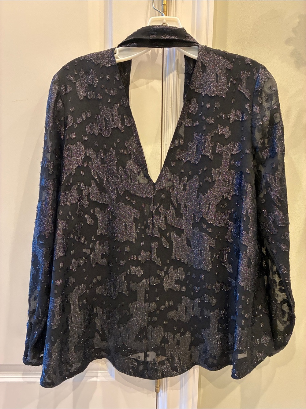 BCBGeneration Black Metallic Jacquard Draped Open-Front Blazer